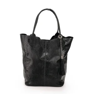 BORSA IN PELLE NERA GENUINE LEATHER
