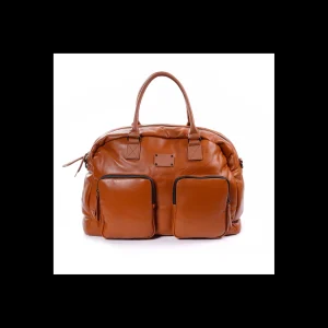 Borsone unisex in eco-pelle color cuoio