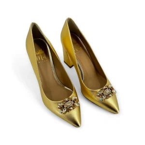 MILU' MILANO DECOLLETE' A PUNTA LAMINATE CON APPLICAZIONE GIOIELLO