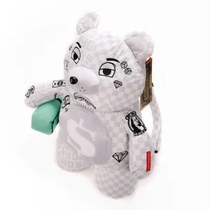 SPRAYGROUND ZAINO SPLIT MEAN AND CLEAN BEAR BIANCO