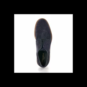 Stringata Andrea Nobile in camoscio blu morbidissimo