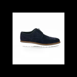 Stringata Andrea Nobile in camoscio blu morbidissimo