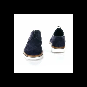 Stringata Andrea Nobile in camoscio blu morbidissimo